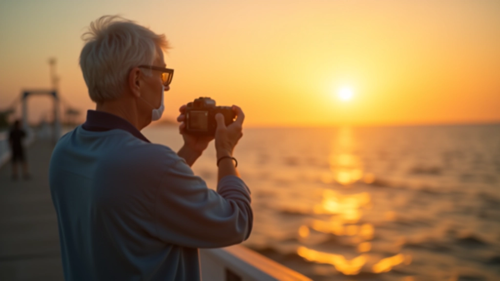 Persona fotografiando el atardecer en los muelles